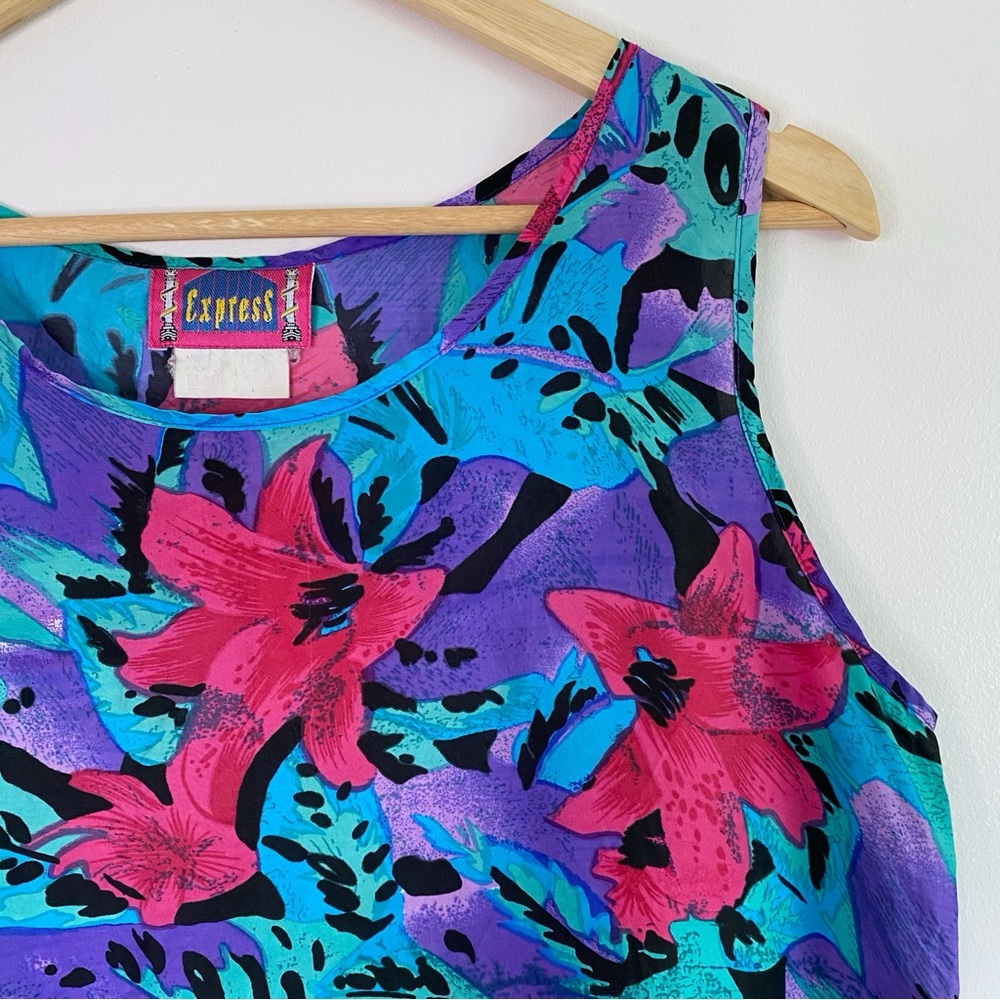 Vintage Express Silk Tropical Floral Tank Top